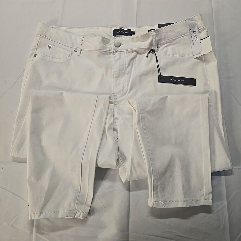 White Plus Size Pants Womens 20w Straight Leg Dressy Casual Tahari Minimalist
